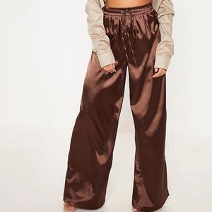 brown satin pants from NAKD🤎